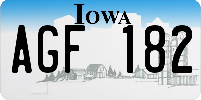 IA license plate AGF182