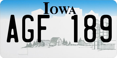 IA license plate AGF189
