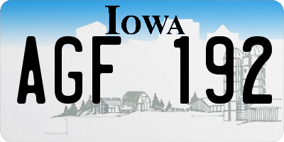IA license plate AGF192