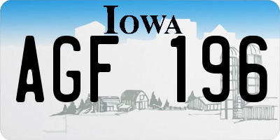 IA license plate AGF196