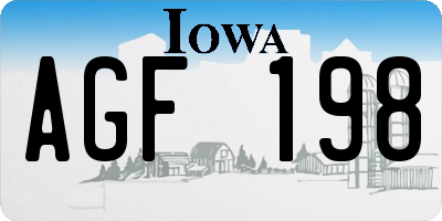 IA license plate AGF198