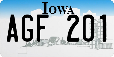 IA license plate AGF201