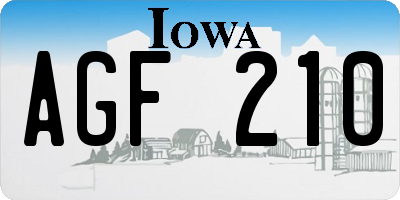 IA license plate AGF210