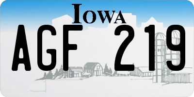 IA license plate AGF219