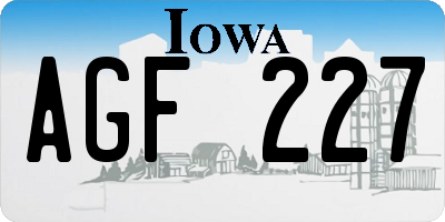 IA license plate AGF227
