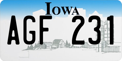 IA license plate AGF231