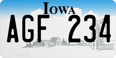 IA license plate AGF234