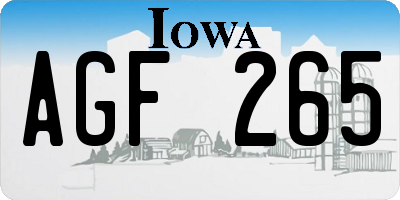 IA license plate AGF265