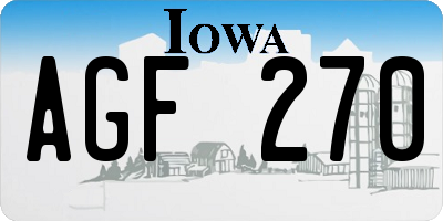 IA license plate AGF270