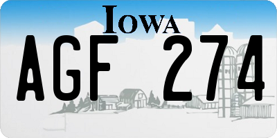 IA license plate AGF274