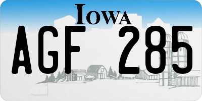 IA license plate AGF285