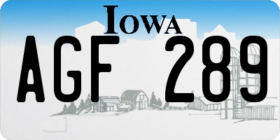 IA license plate AGF289