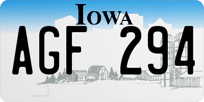 IA license plate AGF294
