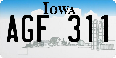 IA license plate AGF311