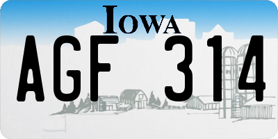 IA license plate AGF314
