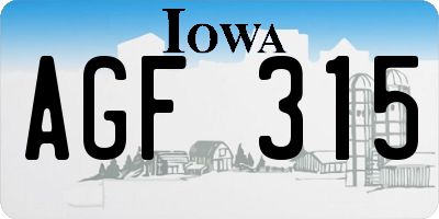 IA license plate AGF315