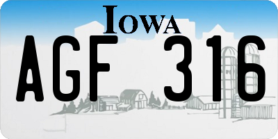 IA license plate AGF316