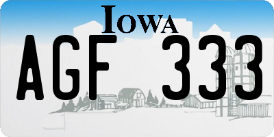 IA license plate AGF333