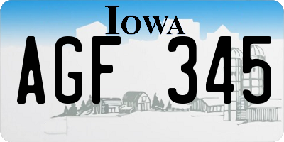 IA license plate AGF345