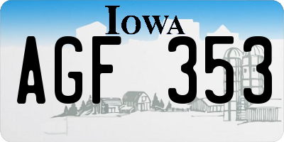IA license plate AGF353