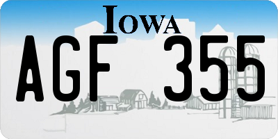 IA license plate AGF355