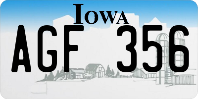 IA license plate AGF356