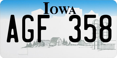 IA license plate AGF358