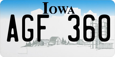 IA license plate AGF360