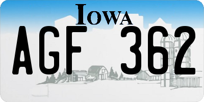 IA license plate AGF362