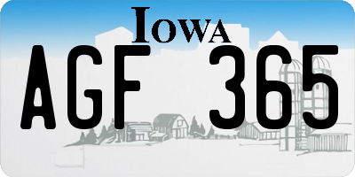 IA license plate AGF365