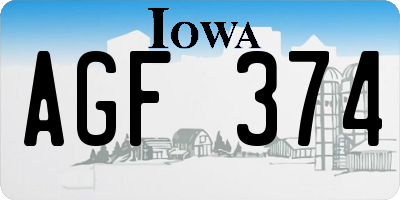 IA license plate AGF374