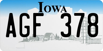IA license plate AGF378