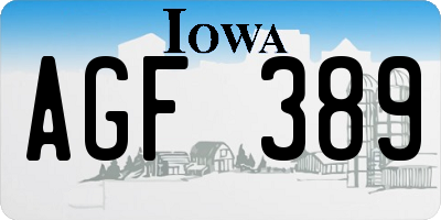IA license plate AGF389