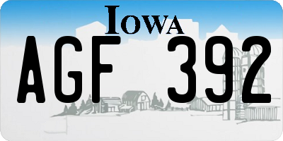 IA license plate AGF392