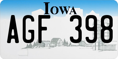 IA license plate AGF398