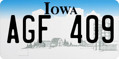 IA license plate AGF409