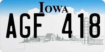 IA license plate AGF418