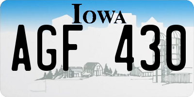 IA license plate AGF430
