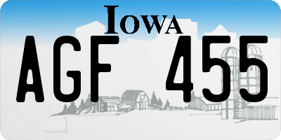 IA license plate AGF455