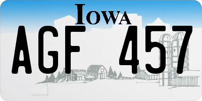 IA license plate AGF457