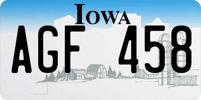 IA license plate AGF458