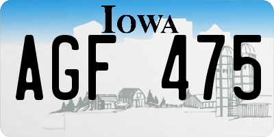 IA license plate AGF475