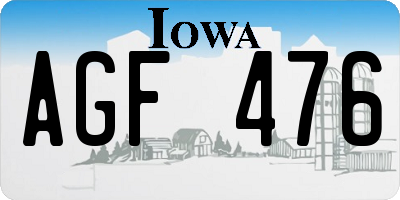 IA license plate AGF476