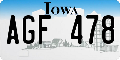 IA license plate AGF478