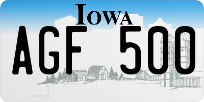 IA license plate AGF500