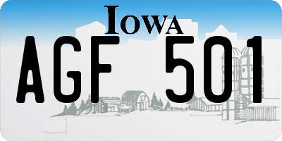 IA license plate AGF501