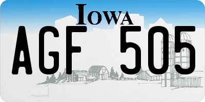 IA license plate AGF505