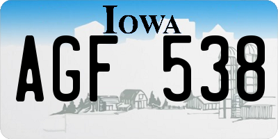 IA license plate AGF538
