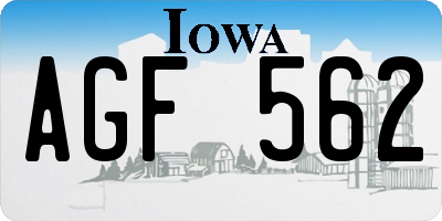 IA license plate AGF562