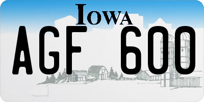 IA license plate AGF600
